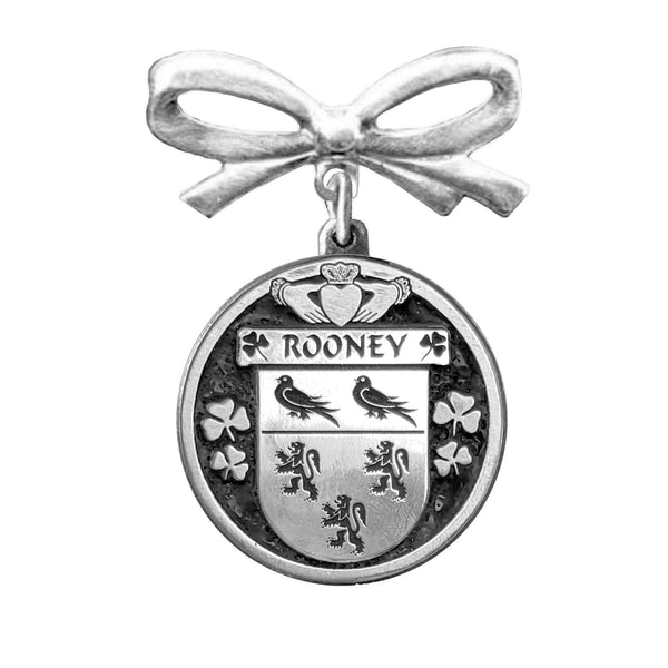Rooney Irish Coat of Arms Disk Bow Brooch