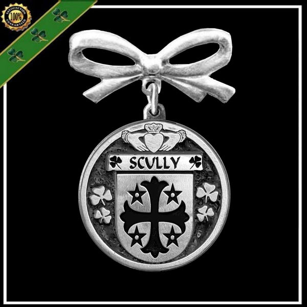 Scully Irish Coat of Arms Disk Bow Brooch
