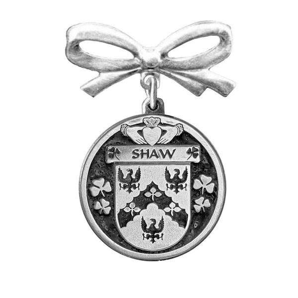 Shaw Irish Coat of Arms Disk Bow Brooch