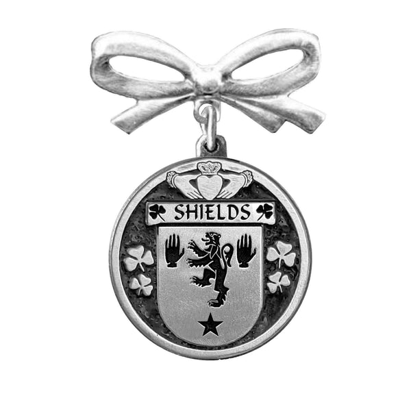 Shields Irish Coat of Arms Disk Bow Brooch