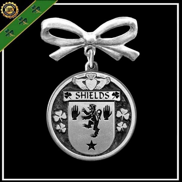 Shields Irish Coat of Arms Disk Bow Brooch