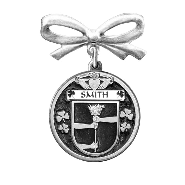 Smith Irish Coat of Arms Disk Bow Brooch