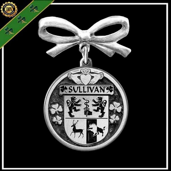 Sullivan Irish Coat of Arms Disk Bow Brooch