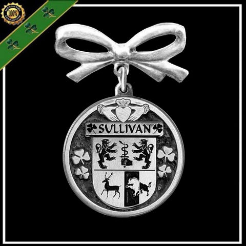 Sullivan Irish Coat of Arms Disk Bow Brooch