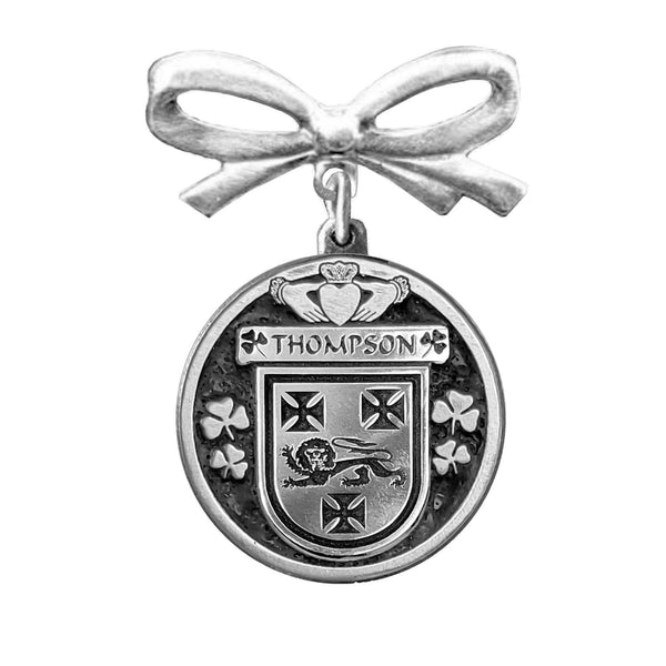 Thompson Irish Coat of Arms Disk Bow Brooch