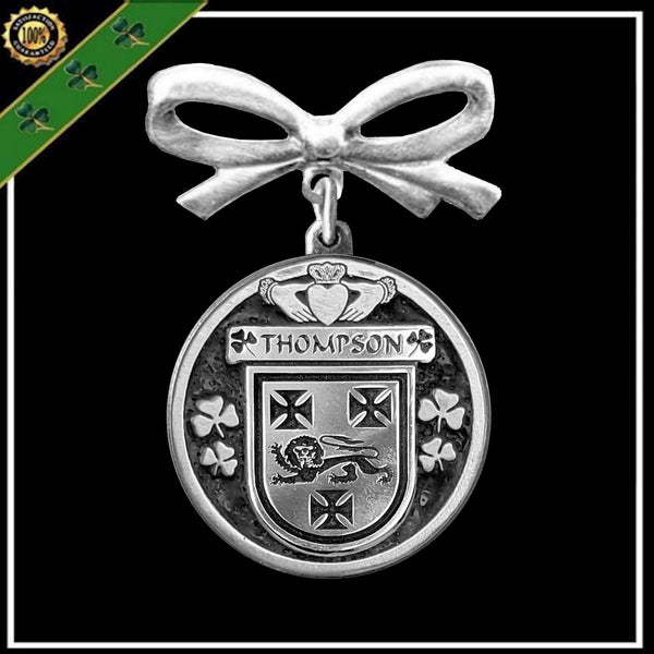 Thompson Irish Coat of Arms Disk Bow Brooch