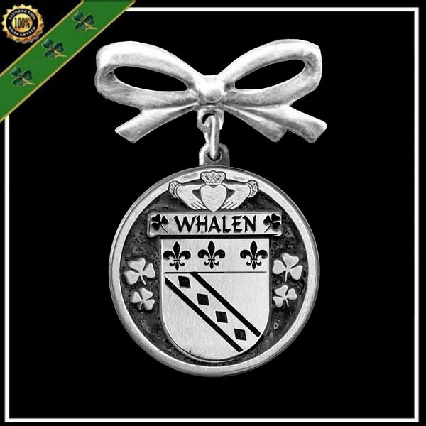 Whalen Irish Coat of Arms Disk Bow Brooch