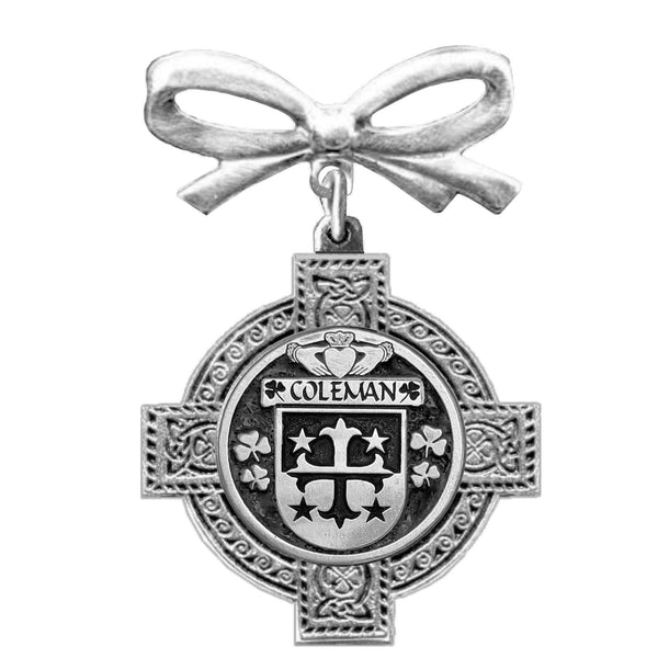 Coleman Irish Coat of Arms Celtic Cross Bow Brooch