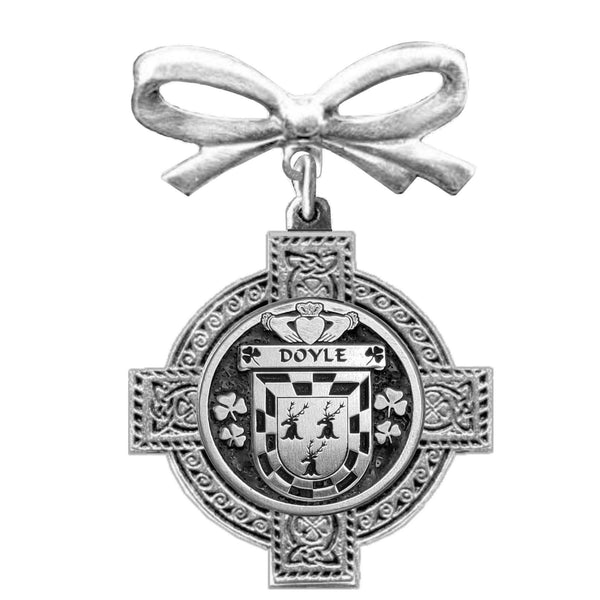 Doyle Irish Coat of Arms Celtic Cross Bow Brooch