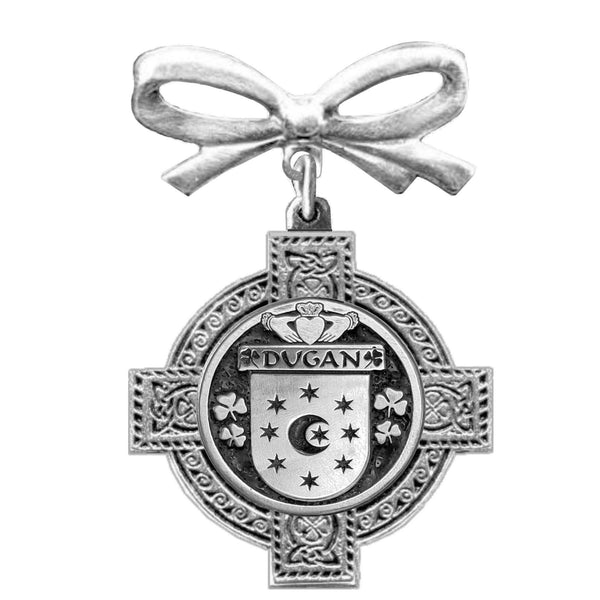 Dugan Irish Coat of Arms Celtic Cross Bow Brooch