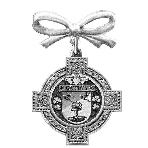 Garrity Irish Coat of Arms Celtic Cross Bow Brooch