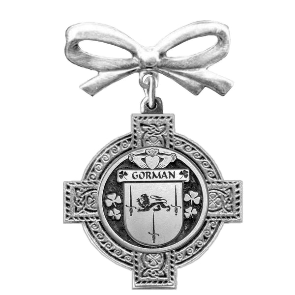 Gorman Irish Coat of Arms Celtic Cross Bow Brooch