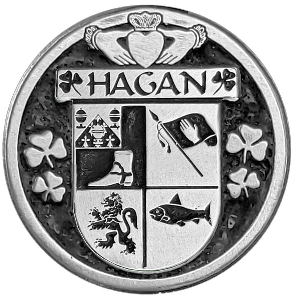 Hagan Irish Coat of Arms Celtic Cross Bow Brooch