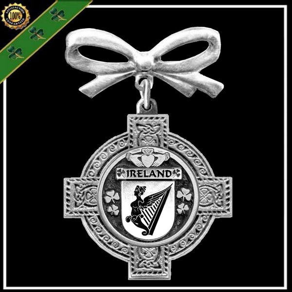 Ireland Irish Coat of Arms Celtic Cross Bow Brooch