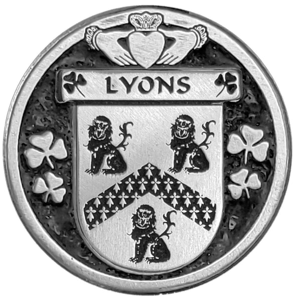 Lyons Irish Coat of Arms Celtic Cross Bow Brooch