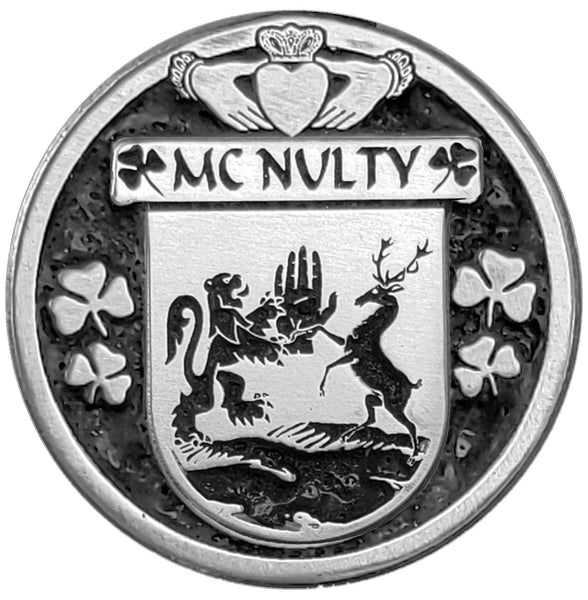 McNulty Irish Coat of Arms Celtic Cross Bow Brooch