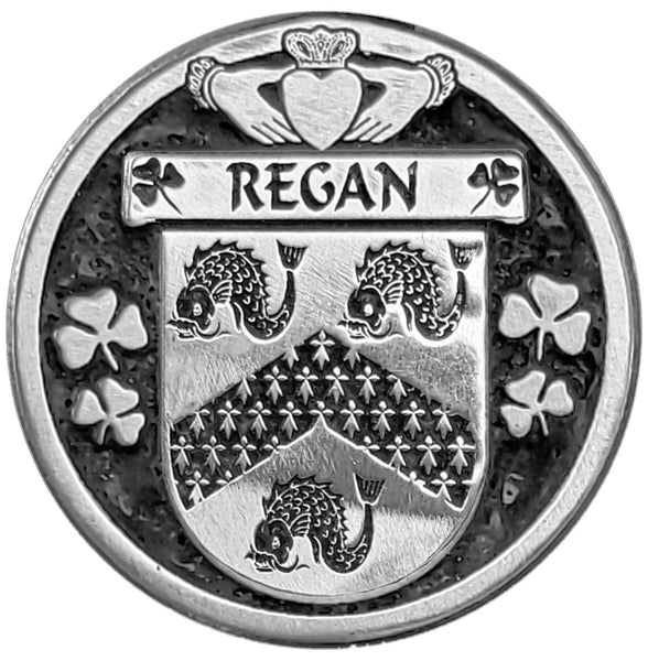 Regan Irish Coat of Arms Celtic Cross Bow Brooch
