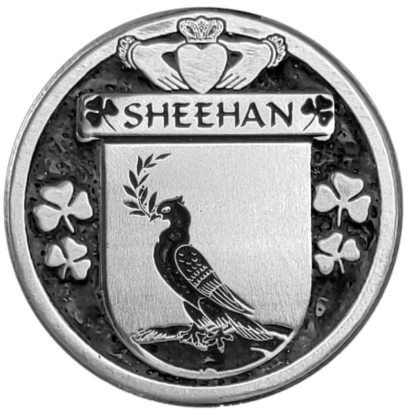 Sheehan Irish Coat of Arms Celtic Cross Bow Brooch