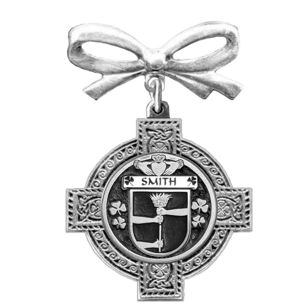 Smith Irish Coat of Arms Celtic Cross Bow Brooch