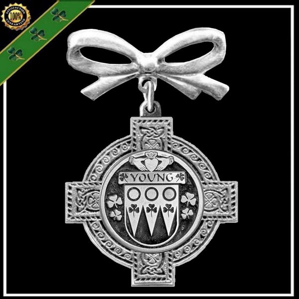 Young Irish Coat of Arms Celtic Cross Bow Brooch