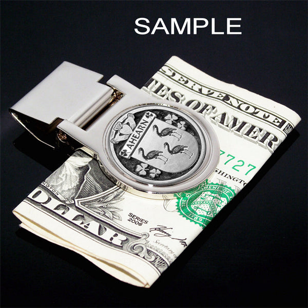 Quigley Irish Disk Coat of Arms Round Money Clip