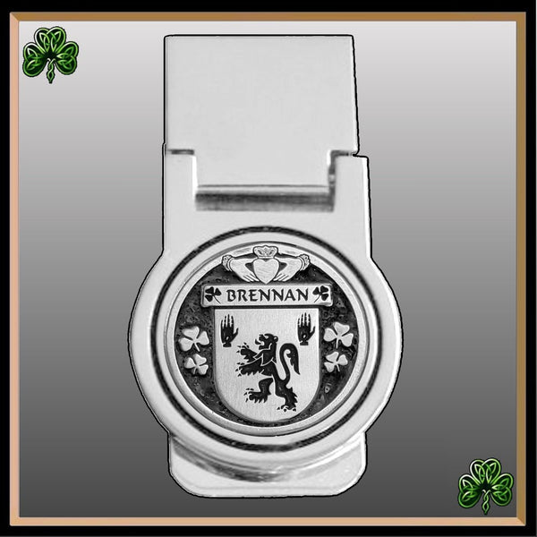 Brennan Irish Disk Coat of Arms Round Money Clip