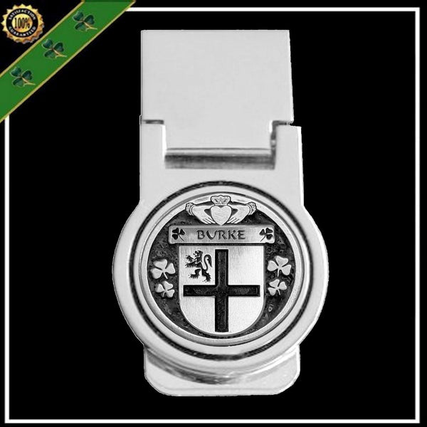 Burke Irish Disk Coat of Arms Round Money Clip