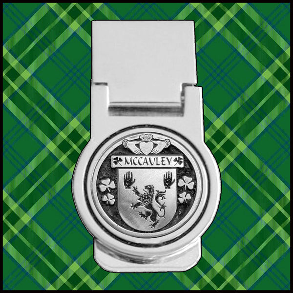 McCauley Irish Disk Coat of Arms Round Money Clip