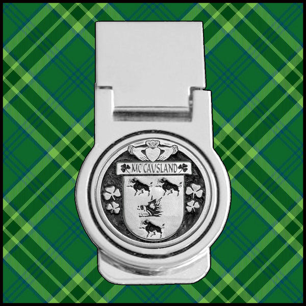 McCausland Irish Disk Coat of Arms Round Money Clip