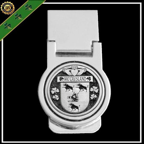 McCausland Irish Disk Coat of Arms Round Money Clip