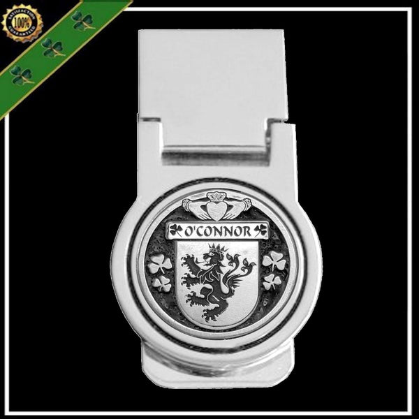 O'Connor Kerry Irish Disk Coat of Arms Round Money Clip