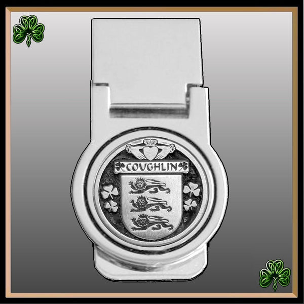 Coughlin Irish Disk Coat of Arms Round Money Clip