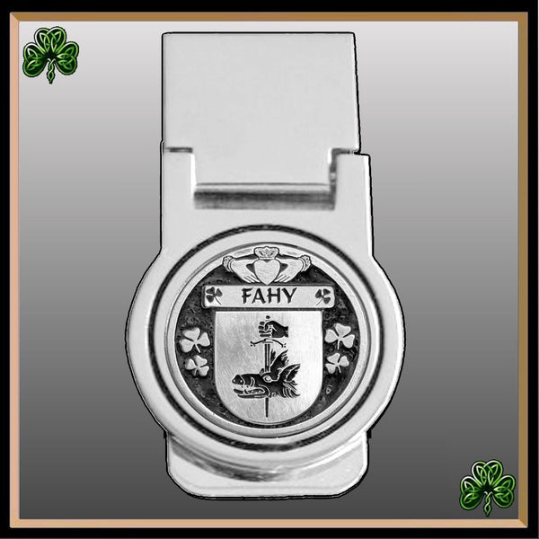 Fahy Irish Disk Coat of Arms Round Money Clip