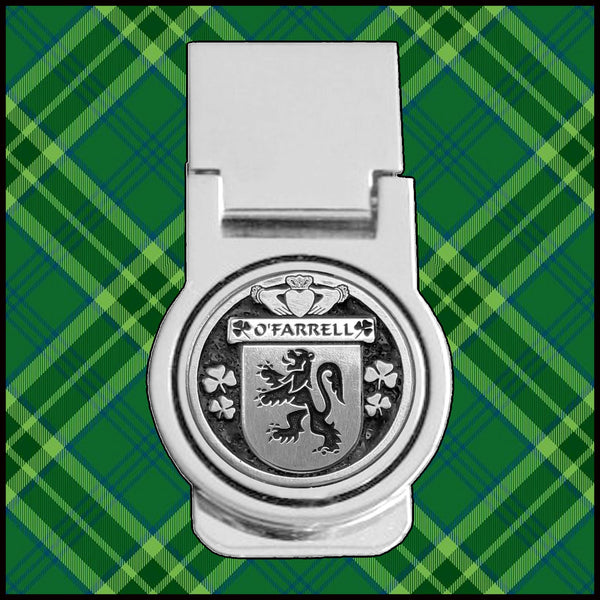 O'Farrell Irish Disk Coat of Arms Round Money Clip