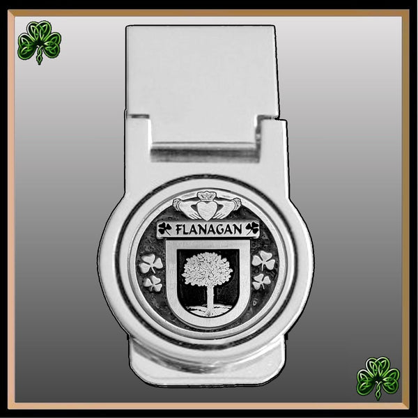 Flanagan Irish Disk Coat of Arms Round Money Clip