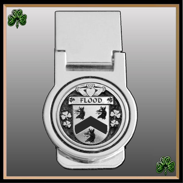 Flood Irish Disk Coat of Arms Round Money Clip
