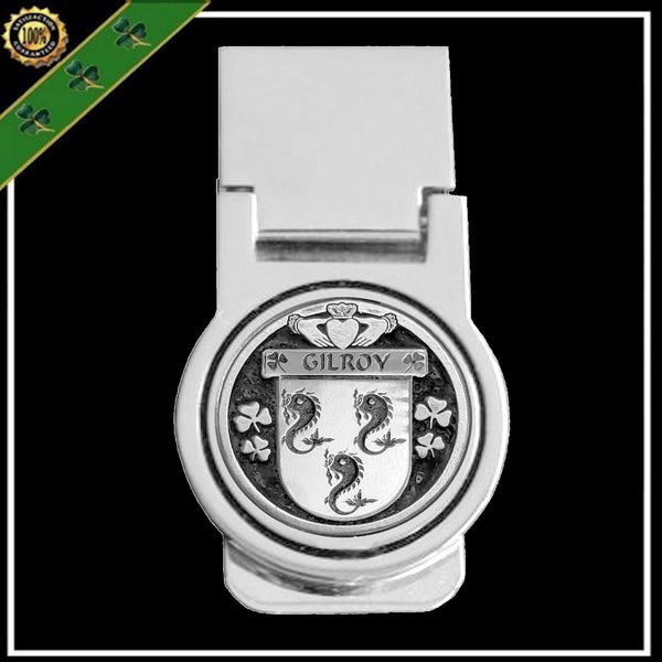 Gilroy Irish Disk Coat of Arms Round Money Clip
