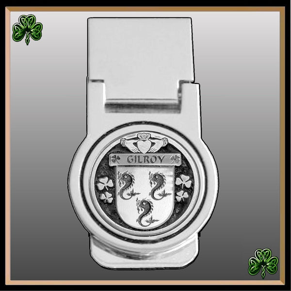 Gilroy Irish Disk Coat of Arms Round Money Clip