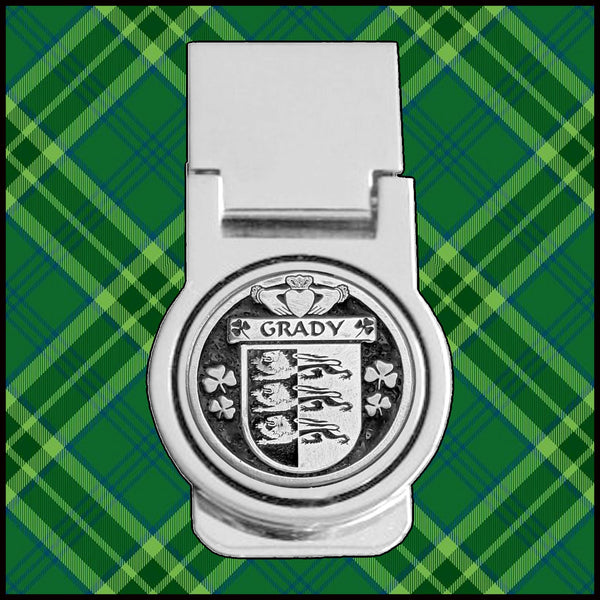 Grady Irish Disk Coat of Arms Round Money Clip