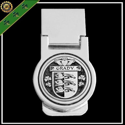 Grady Irish Disk Coat of Arms Round Money Clip