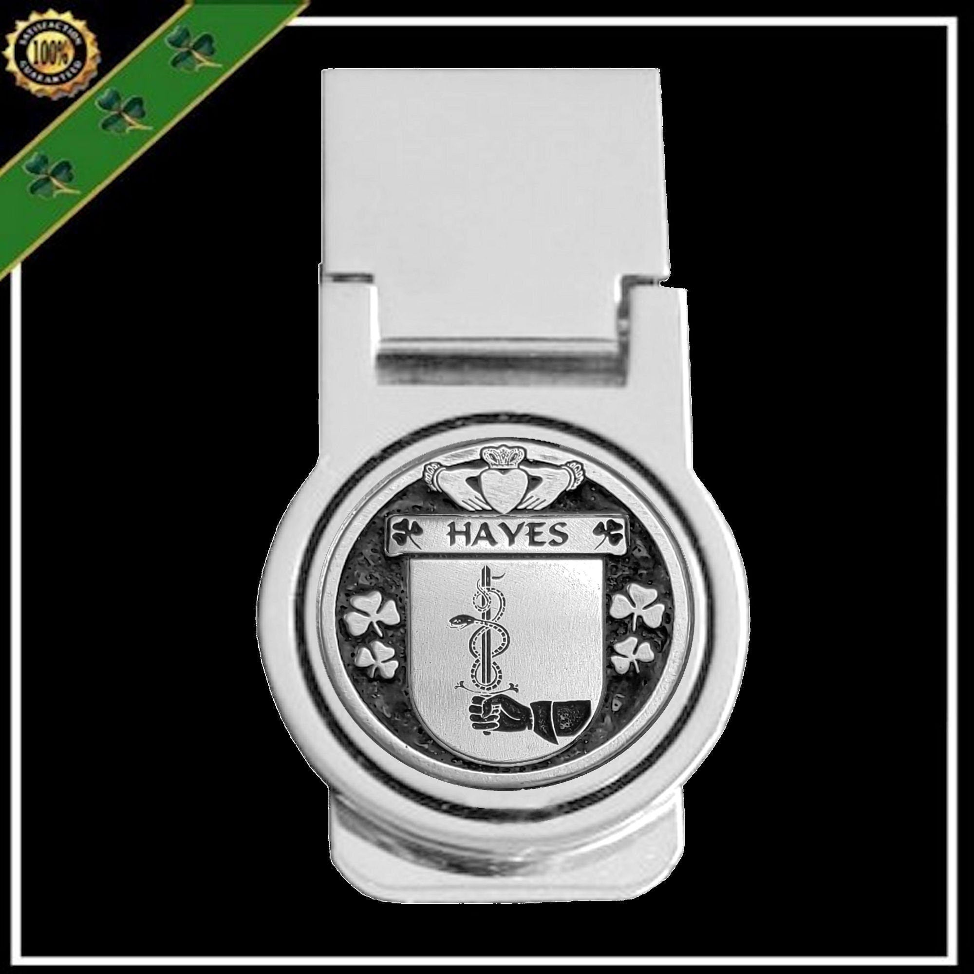 Hayes Irish Disk Coat of Arms Round Money Clip