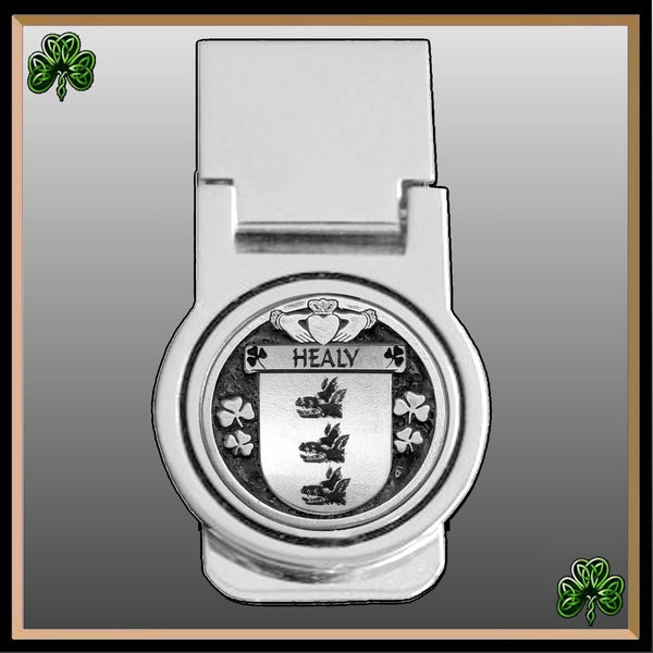 Healy Irish Disk Coat of Arms Round Money Clip