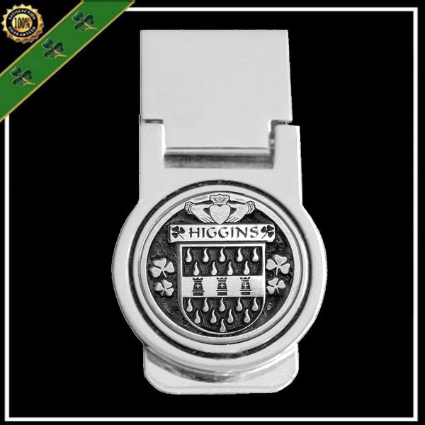 Higgins Irish Disk Coat of Arms Round Money Clip