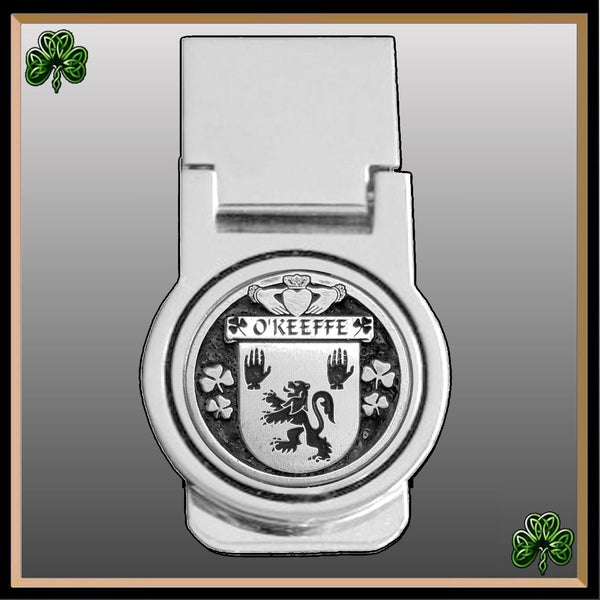 O'Keeffe Irish Disk Coat of Arms Round Money Clip
