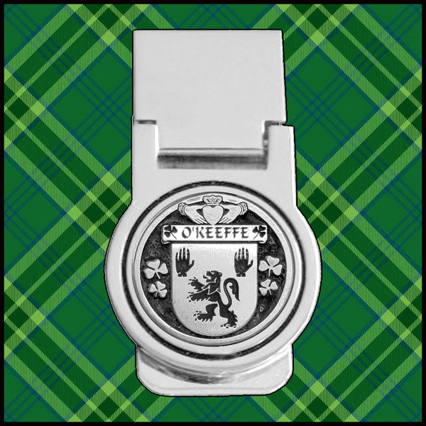 O'Keeffe Irish Disk Coat of Arms Round Money Clip