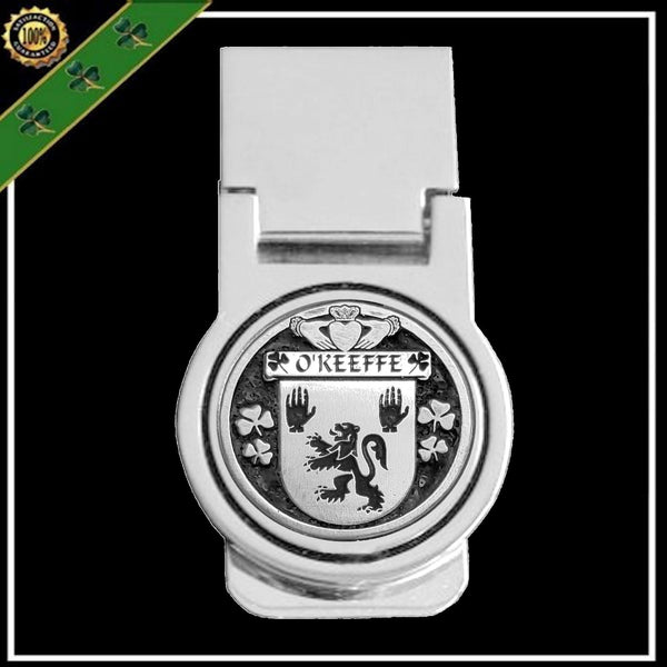 O'Keeffe Irish Disk Coat of Arms Round Money Clip