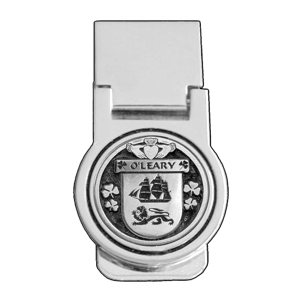 O'Leary Irish Disk Coat of Arms Round Money Clip