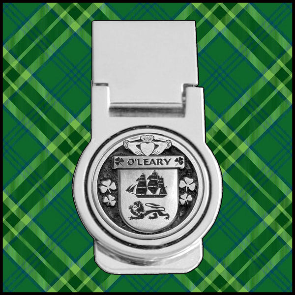 O'Leary Irish Disk Coat of Arms Round Money Clip