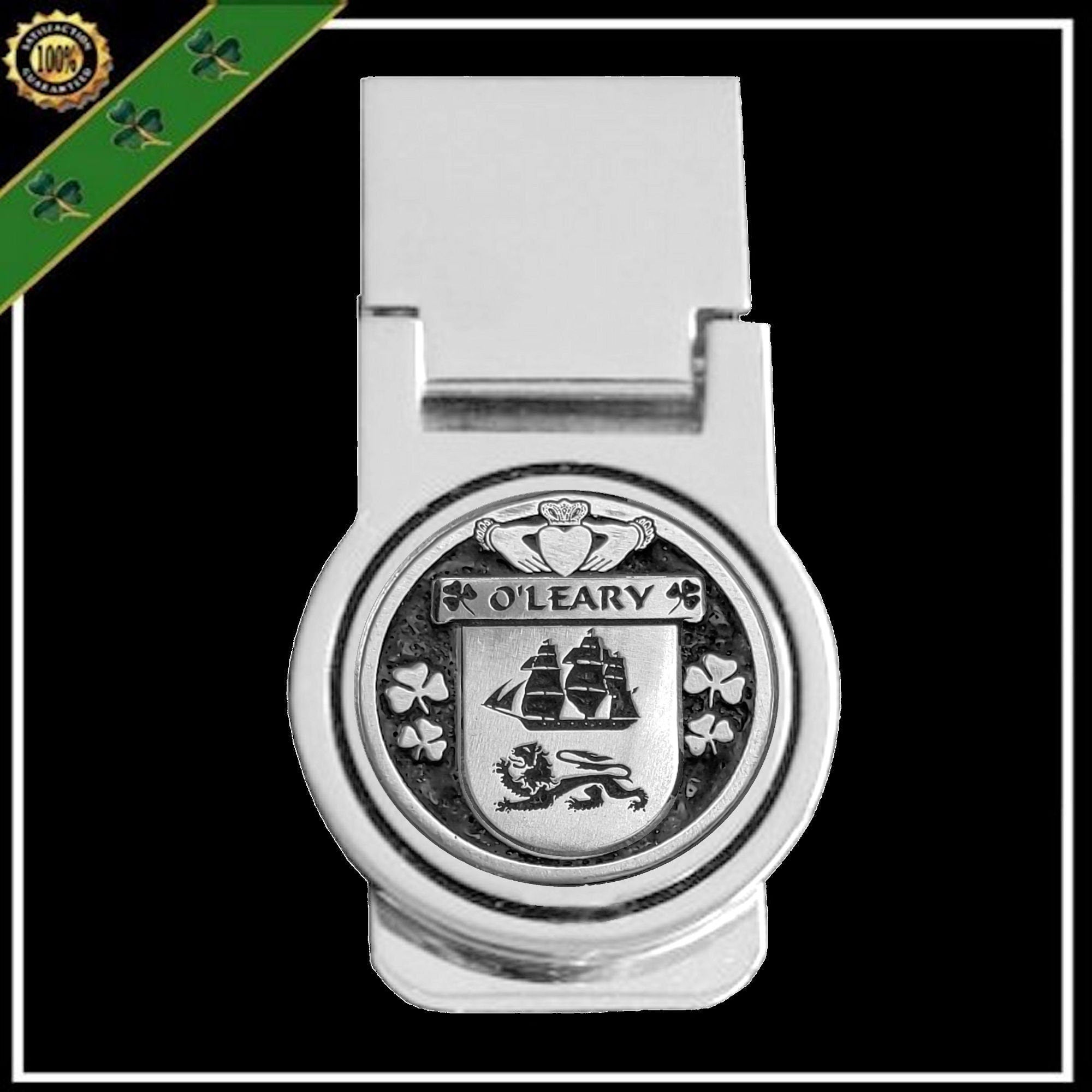 O'Leary Irish Disk Coat of Arms Round Money Clip
