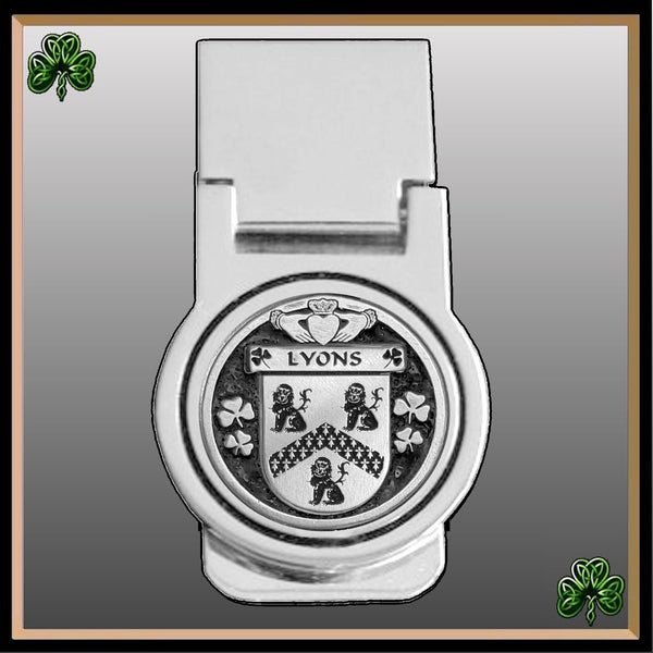 Lyons Irish Disk Coat of Arms Round Money Clip